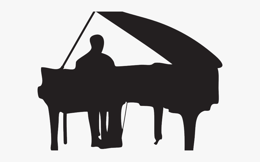 Transparent Piano Clipart Black And White - Silhouette Man Playing Piano, Transparent Clipart