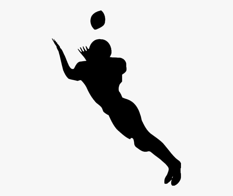 Transparent Football Player Catching Clipart - Football Player Catching Silhouette, Transparent Clipart