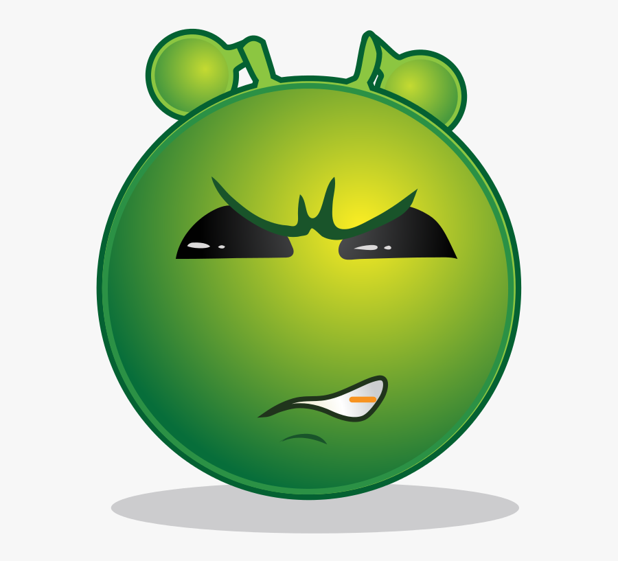 Smiley Green Alien Determined - Emojis De Determinado, Transparent Clipart