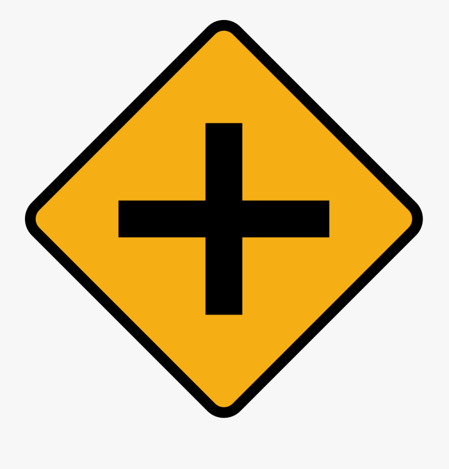 Diamond Road Sign Junction Crossroads - Crossroads Sign, Transparent Clipart