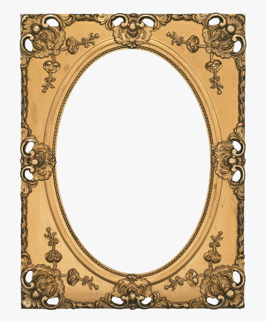 Vintage Photo Frame/album - Golden Oval Frame With Background, Transparent Clipart