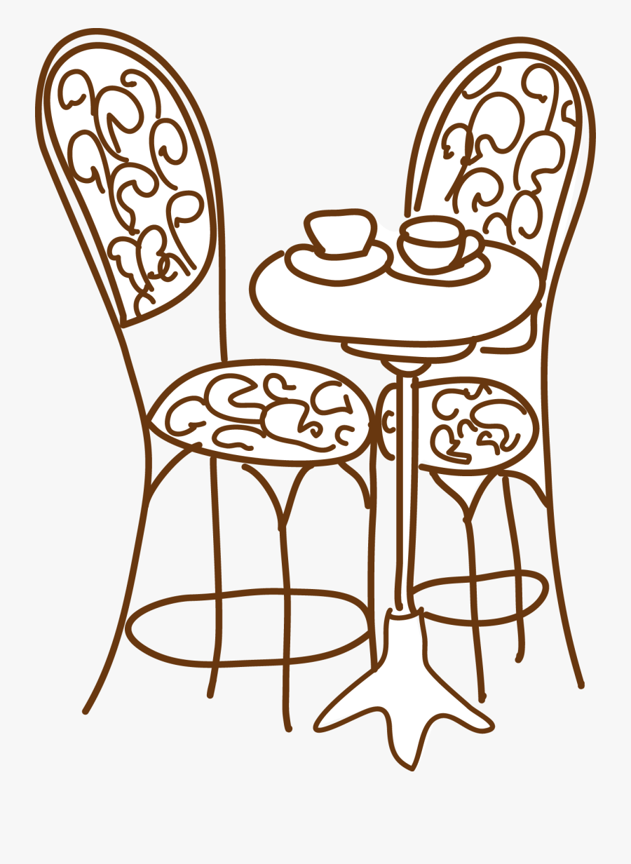 Excellent Table And Chairs - Coffee In Paris Drawing, Transparent Clipart