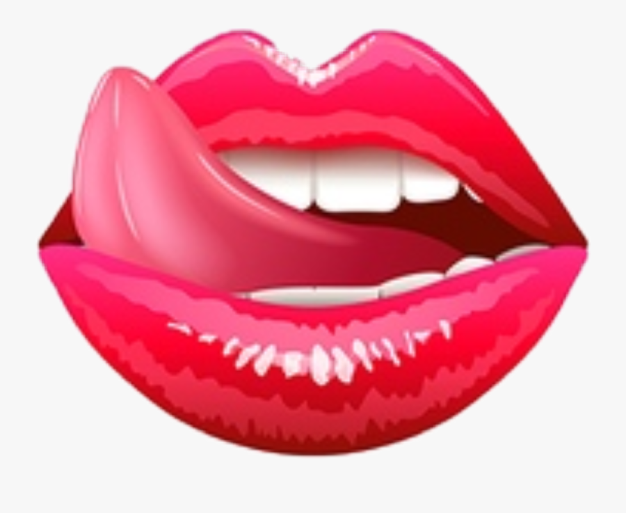 #lick #lips #sweet #pretty #red #love #drawing - Lips With Tongue, Transparent Clipart