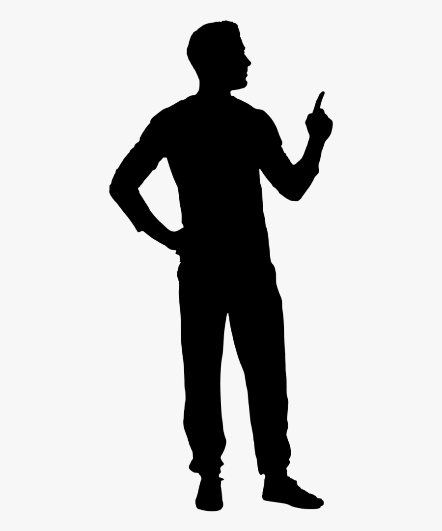 Man Pointing Black Silhouette Clipart , Png Download - Man Pointing Silhouette, Transparent Clipart