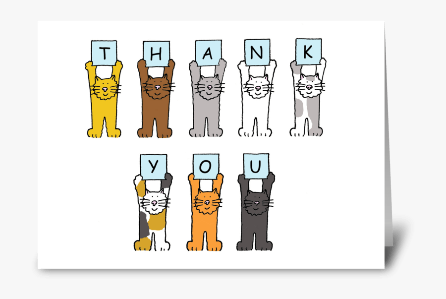 Thank You Cartoon Kittens, Blank Inside - Get Well Soon Cat Cartoon, Transparent Clipart