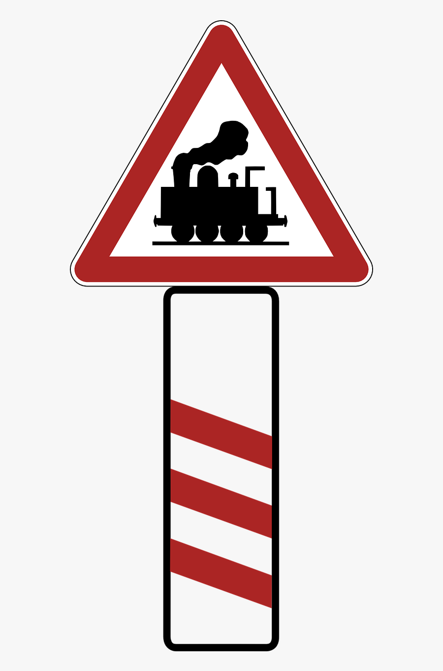 Level Crossing Sign 80m Ahead, Transparent Clipart