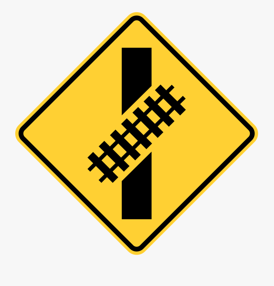 Railroad Tracks Ahead Sign, Transparent Clipart