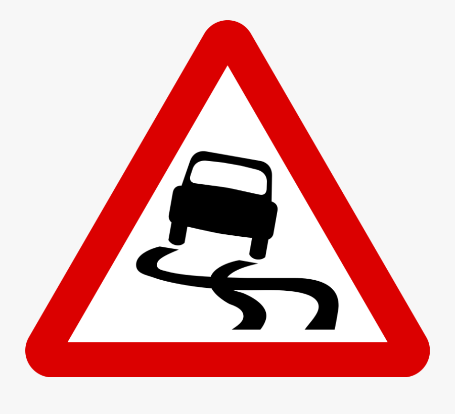 Road Sign Slippery Road, Transparent Clipart