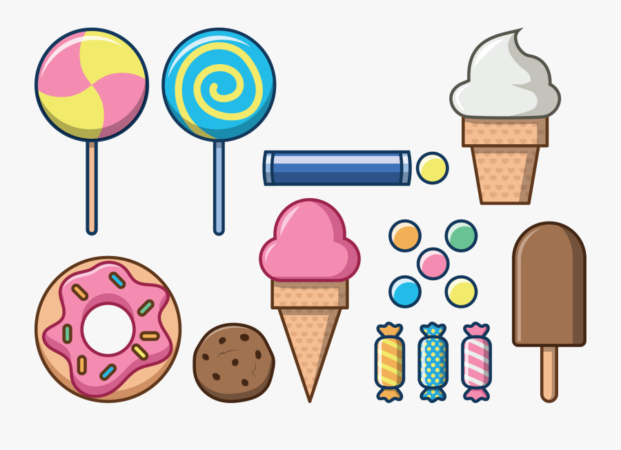 Ice Cream Clipart Lollipop - Sweet Food Vector, Transparent Clipart