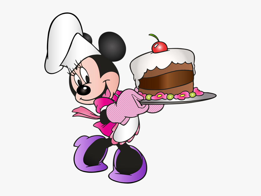 Minnie Mouse Holding Birthday Cake, Transparent Clipart