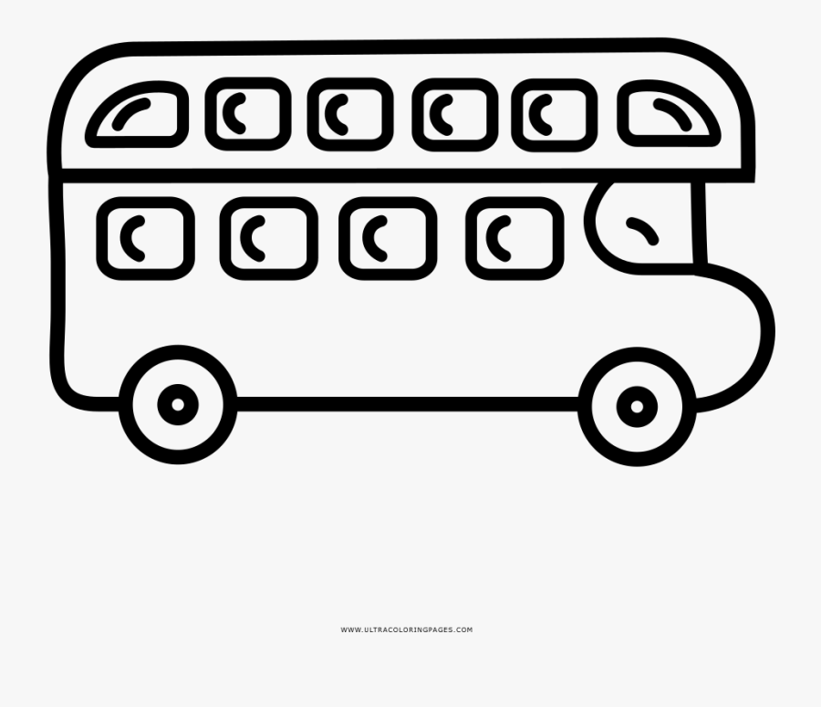 Double-decker Bus Coloring Page - Line Art, Transparent Clipart