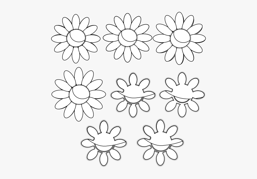 Eight Flowers Flora 34 Black White Line Art Coloring - Eight Flowers Clipart Black And White, Transparent Clipart