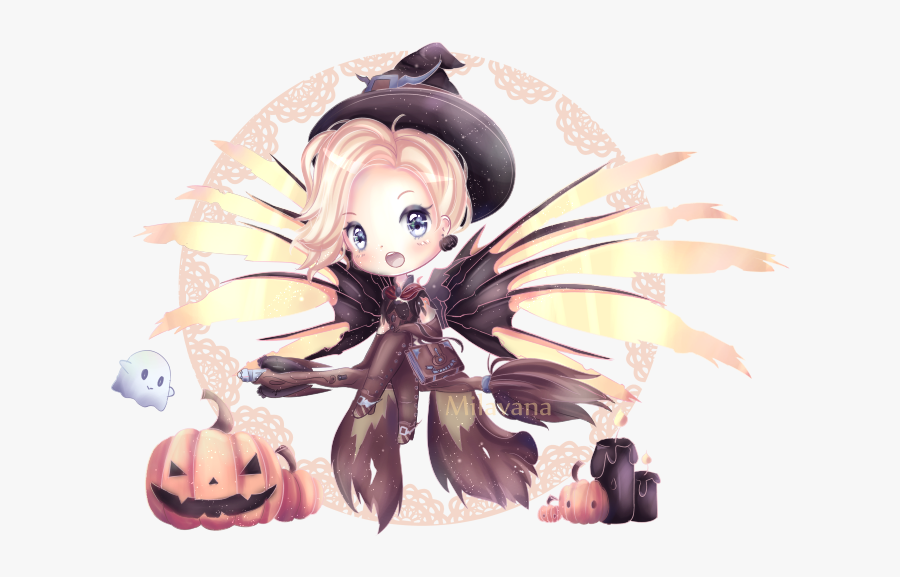 Chibi Chibi Girl Chibi Art Chibi Witch Cute Adorable - Cute Witch Girl Anime, Transparent Clipart