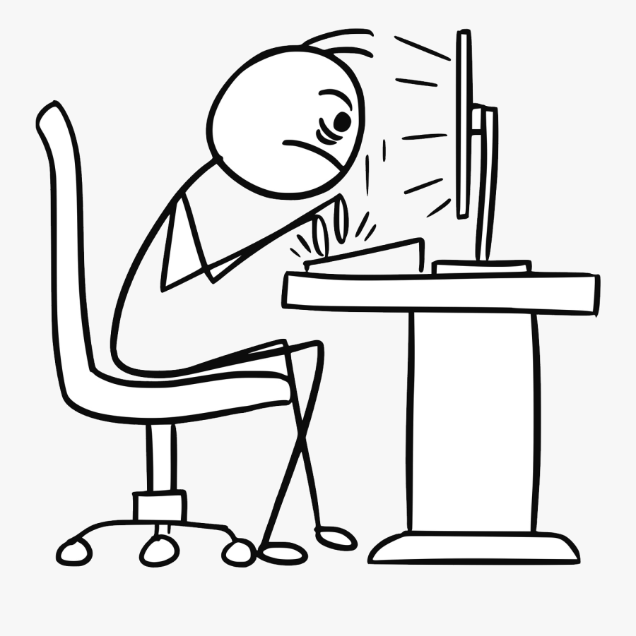 Trading Desk Fail - Stick Man On Computer, Transparent Clipart