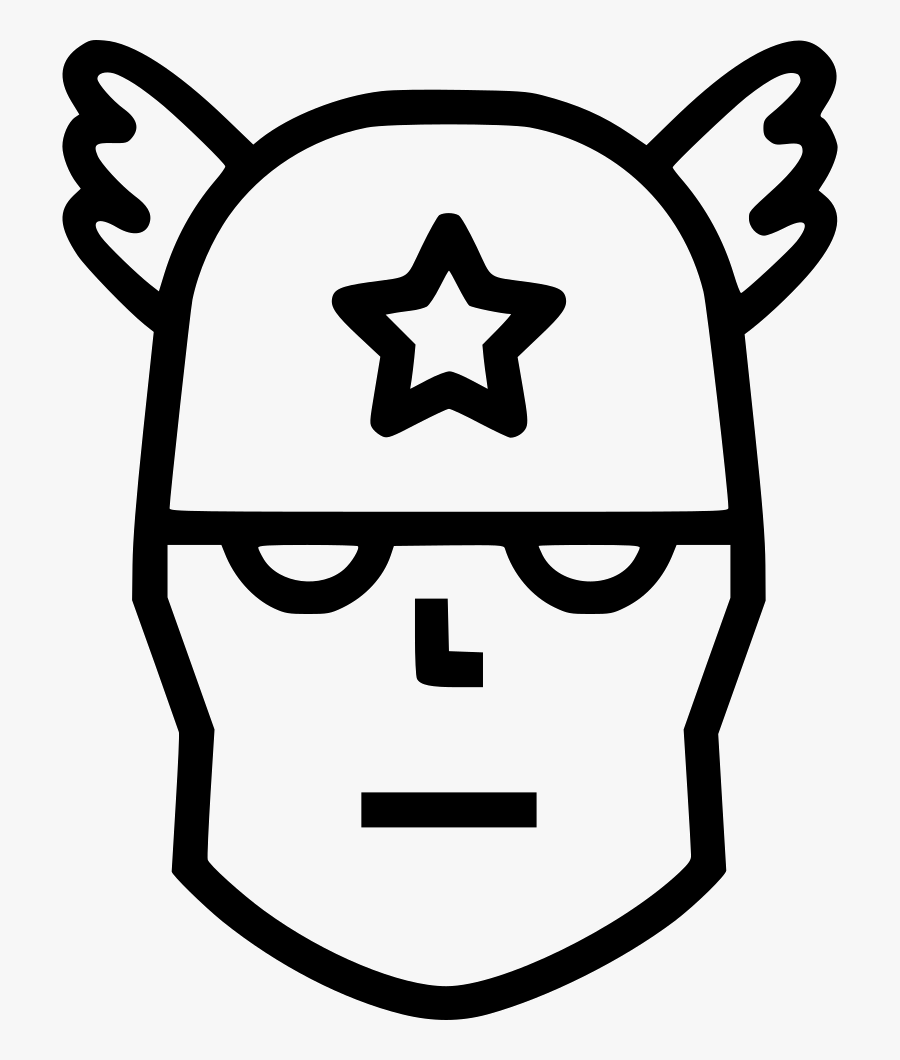 Transparent Captain America Face Clipart - Captain America Clipart Black And White, Transparent Clipart