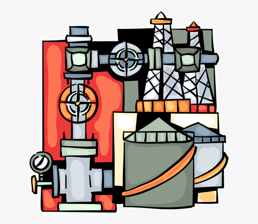 Vector Illustration Of Fossil Fuel Oil And Gas Industry, Transparent Clipart
