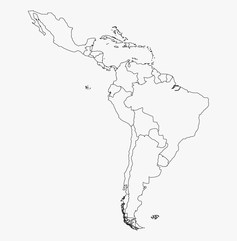 Map Latin Central Blank America South Clipart - Blank Map Of Central And South America, Transparent Clipart