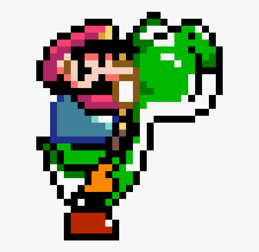 Super Mario World Mario With Yoshi Holding His Breath - Super Mario World Pixel, Transparent Clipart