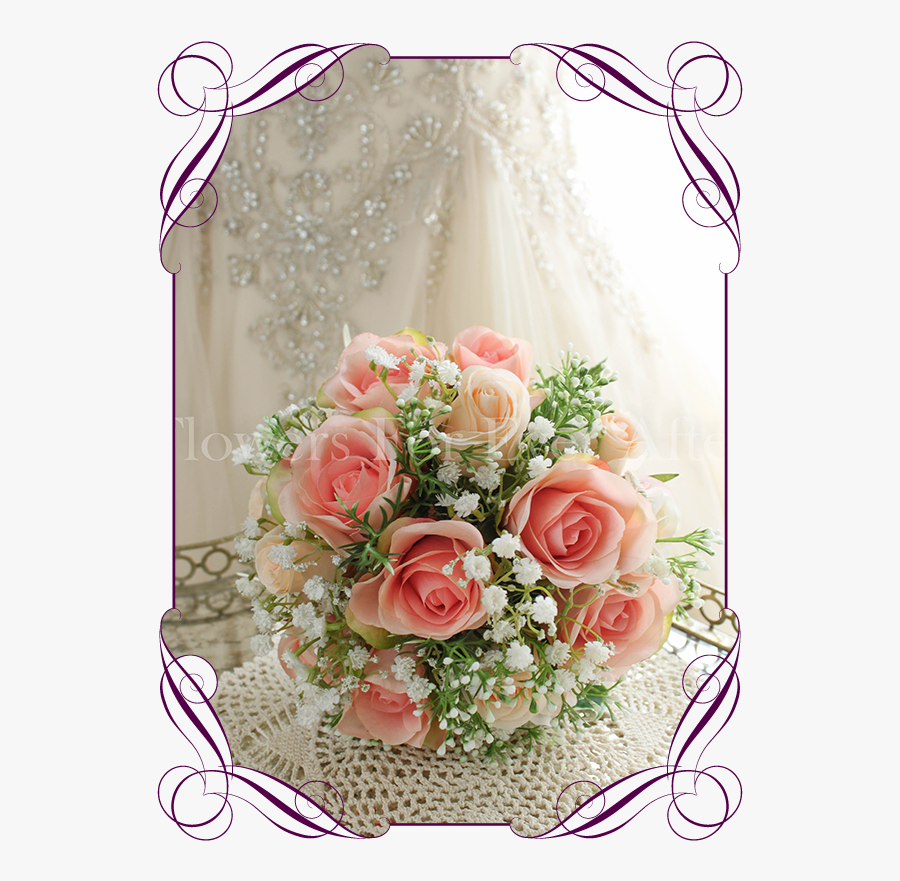Clip Art Coral Wedding Flowers - Flower Girl Basket Design, Transparent Clipart