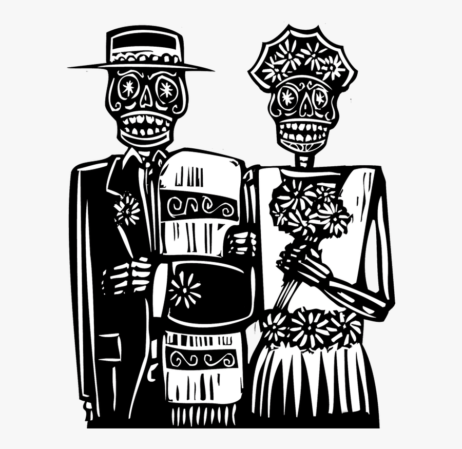Skeletons Couple, Transparent Clipart