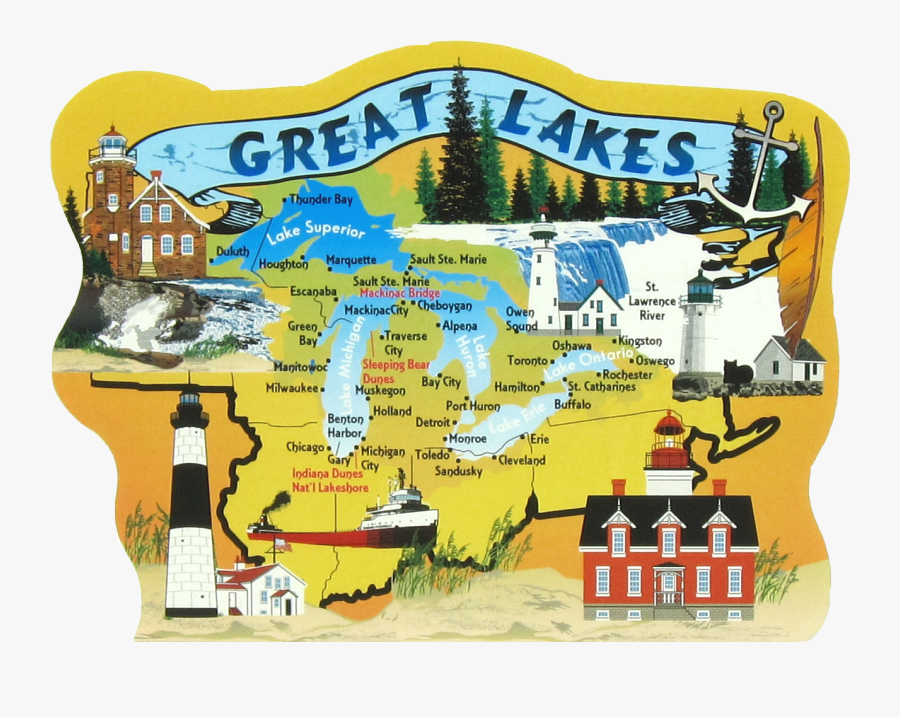 Great Lakes Map The, Transparent Clipart