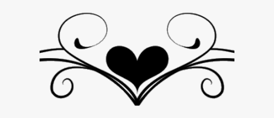 Scrollwork Heart Cliparts - Heart Scroll Clipart Black And White, Transparent Clipart