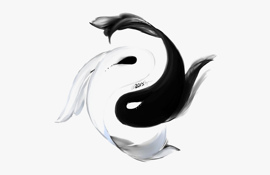 Koi And Tattoo Fish Yin Bagua Creative Clipart - Yin Yang Tattoo Koi Fish, Transparent Clipart