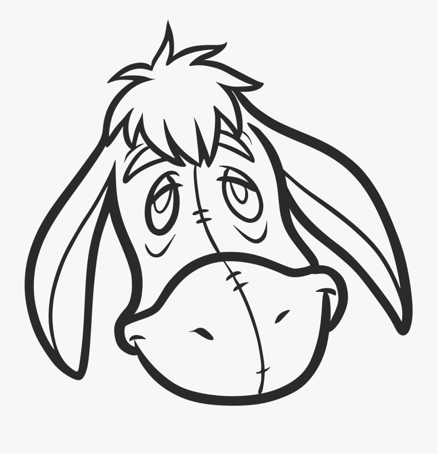 Clip Art Eeyore Black And White - Easy Drawings Of Cartoons Characters, Transparent Clipart