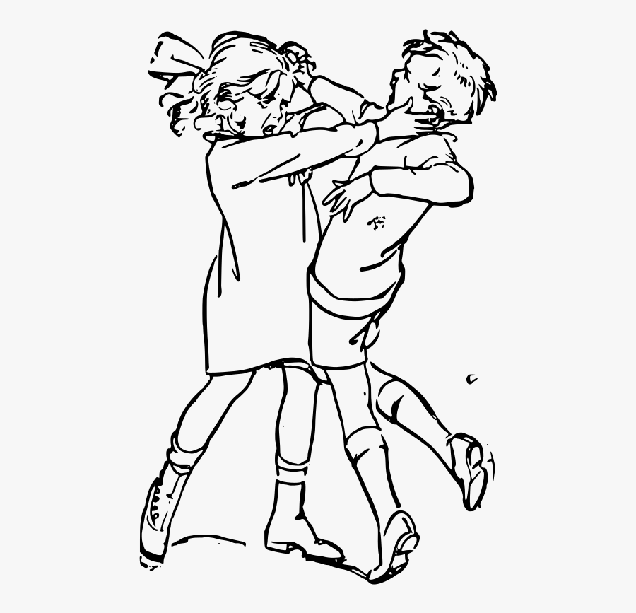 Transparent Children Playing Clipart - Girl And Boy Fighting Drawing, Transparent Clipart
