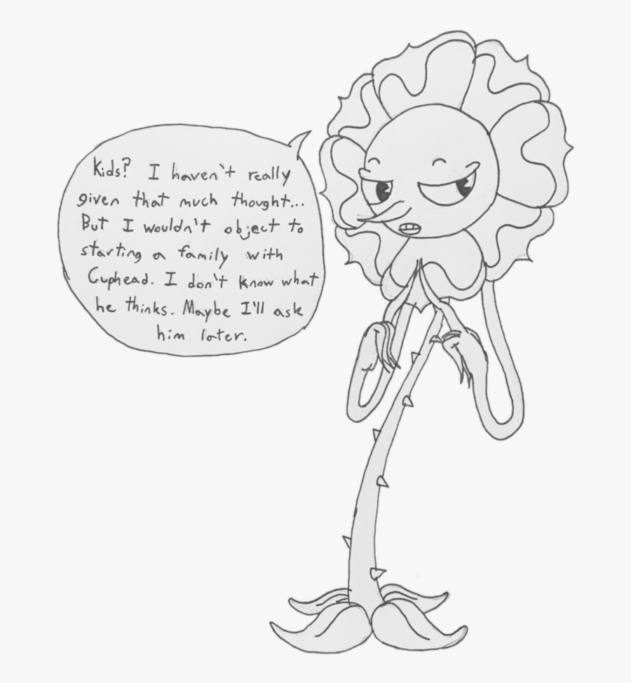 Carnation Line Drawing - Ask Cuphead And Cagney Carnation, Transparent Clipart