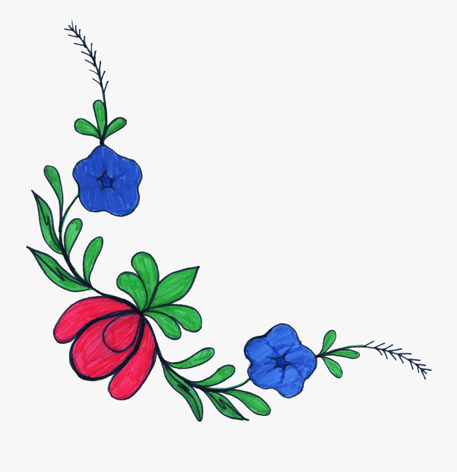 Drawn Wildflower Corner - Flower Corner Frame Transparent, Transparent Clipart