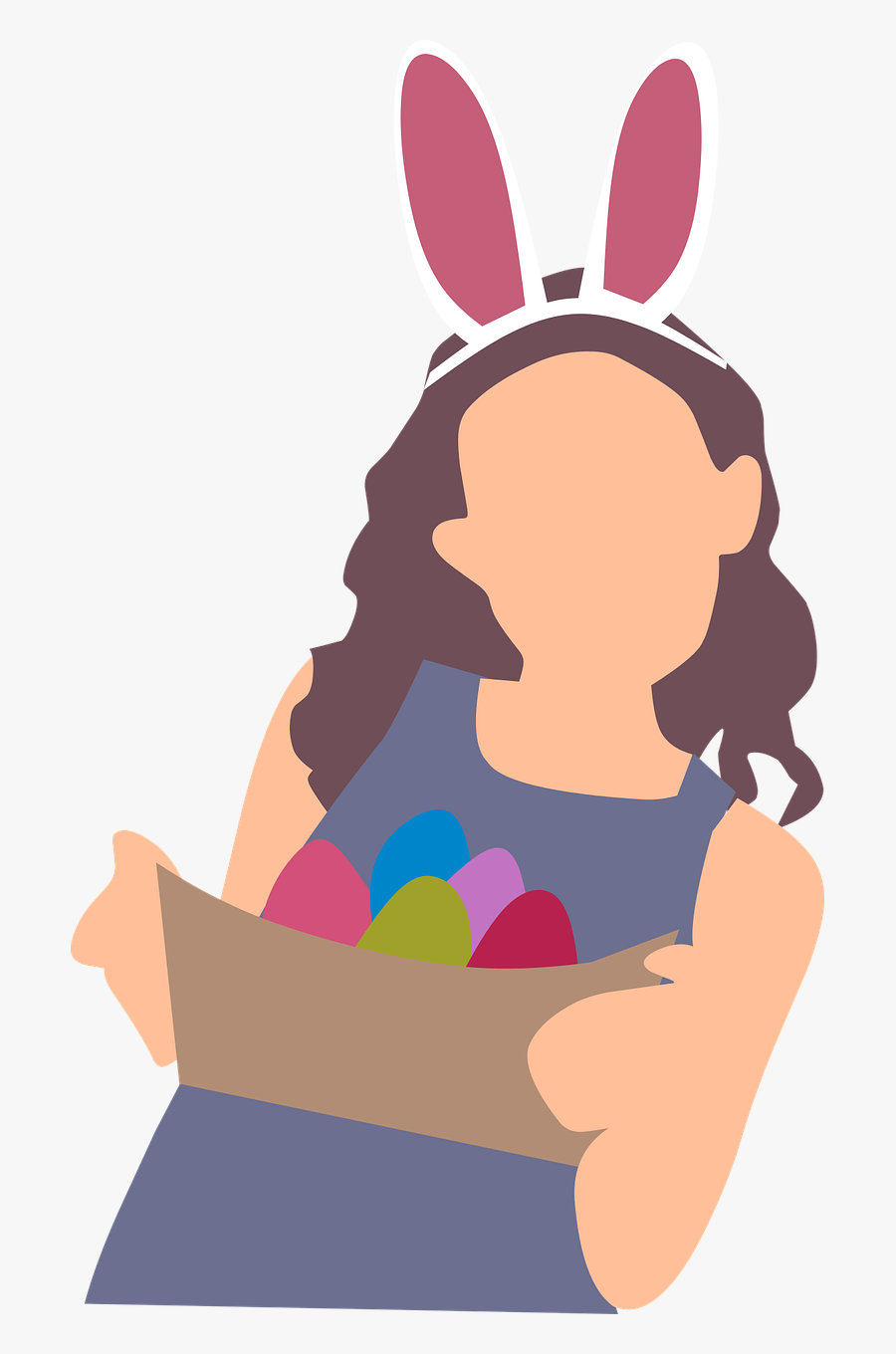 Girl Egg Basket Free Picture - Easter Bunny Girl Transparent, Transparent Clipart