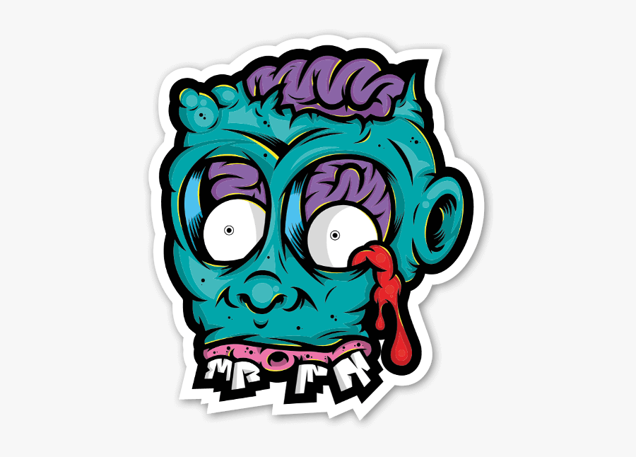 Drippy Zombie Sticker - Sticker Zombie, Transparent Clipart