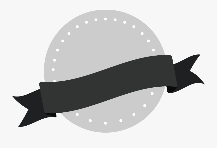 Round Badge With Black Ribbon - Cartoon Black Ribbon, Transparent Clipart