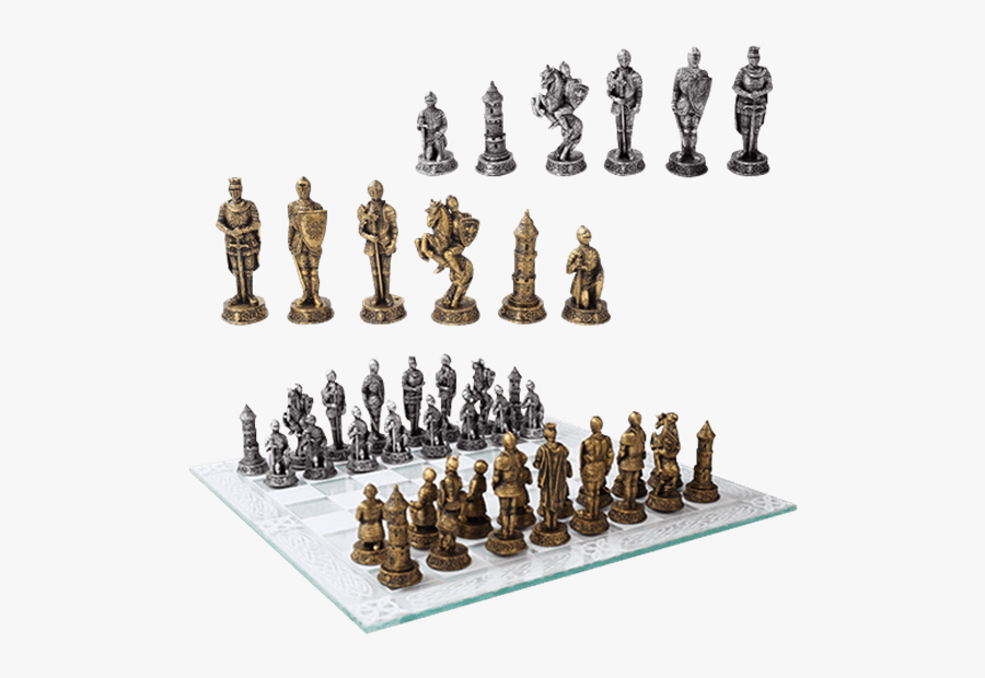 Clip Art Medieval Knights Cc By - Gold And Silver Chess Board, Transparent Clipart