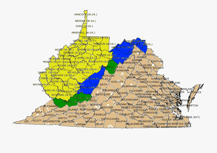 Transparent Virginia State Outline Png - Virginia 1850, Transparent Clipart