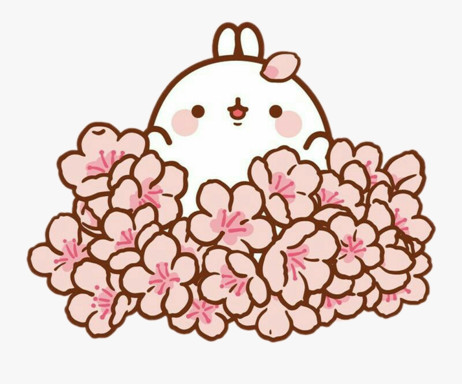 Freetoedit Cute Kawaii Molang Sakura Blossom Tree Flowe - Iphone Molang, Transparent Clipart