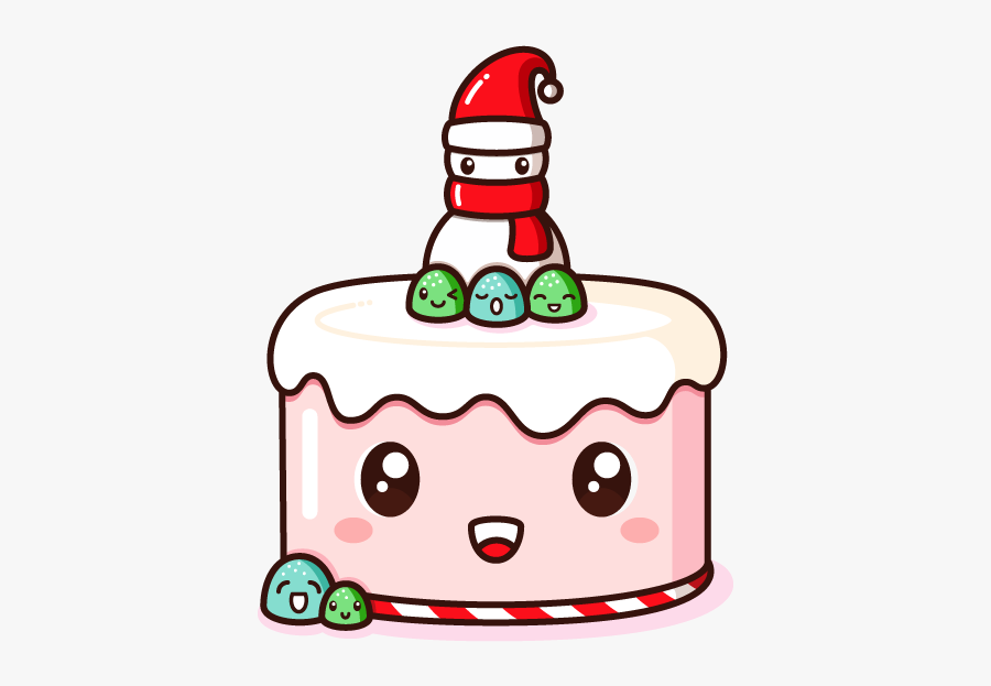 Xmas Cake Illustration Design Cute Holidays Snowman - Cute Cake Png, Transparent Clipart