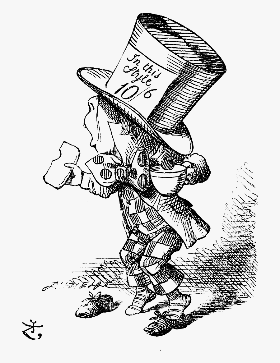 Hats Drawing Alice In Wonderland - Mad Hatter Alice In Wonderland Book, Transparent Clipart