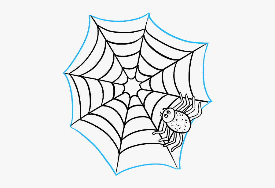 How To Draw Spider Web With Spider - Colouring Pages Of Web, Transparent Clipart