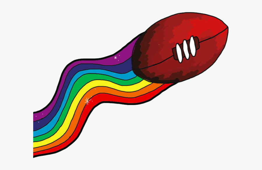 Illustration Of Footbal Flying In Air With A Rainbow - Illustration, Transparent Clipart