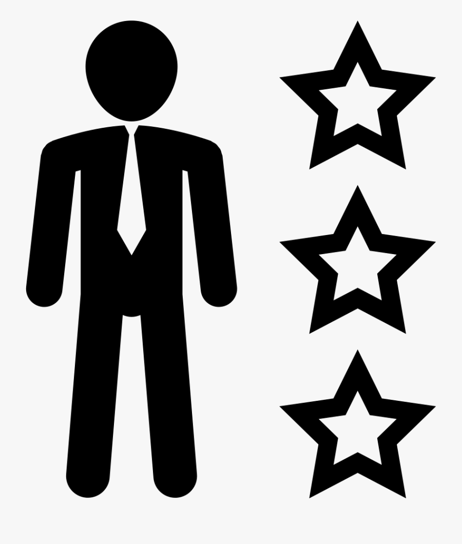 Man In Business Attire With Three Stars Outline - Star Vector, Transparent Clipart