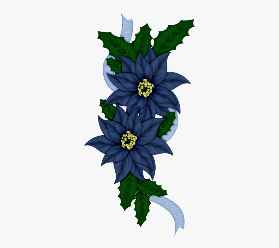 Blue Poinsettia Christmas Png, Transparent Clipart
