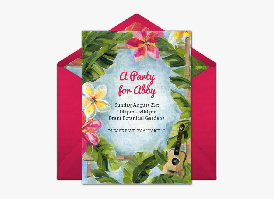 Clip Art Free Tropical Invitations Parties - Hawaiian Theme Party Mailer, Transparent Clipart