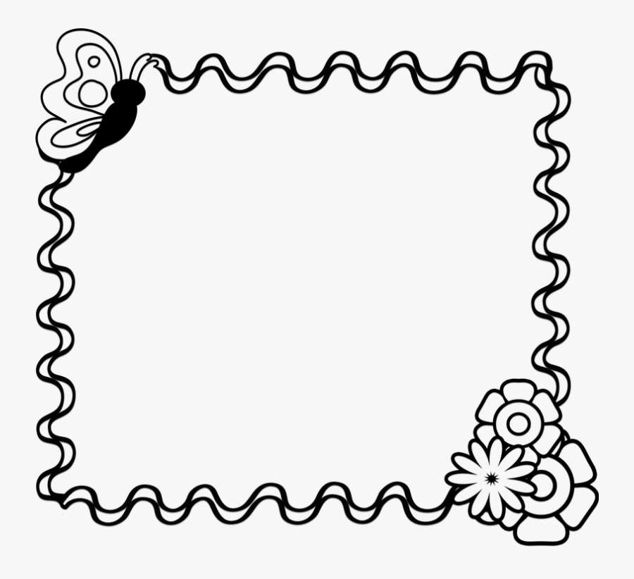 Fancy Flower Clipart Black And White - Black And White Border Design, Transparent Clipart