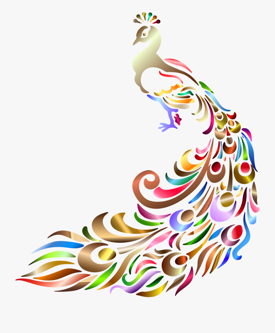 Clipart Chromatic Peacock No Background - Peacock Feather Png Black And White, Transparent Clipart