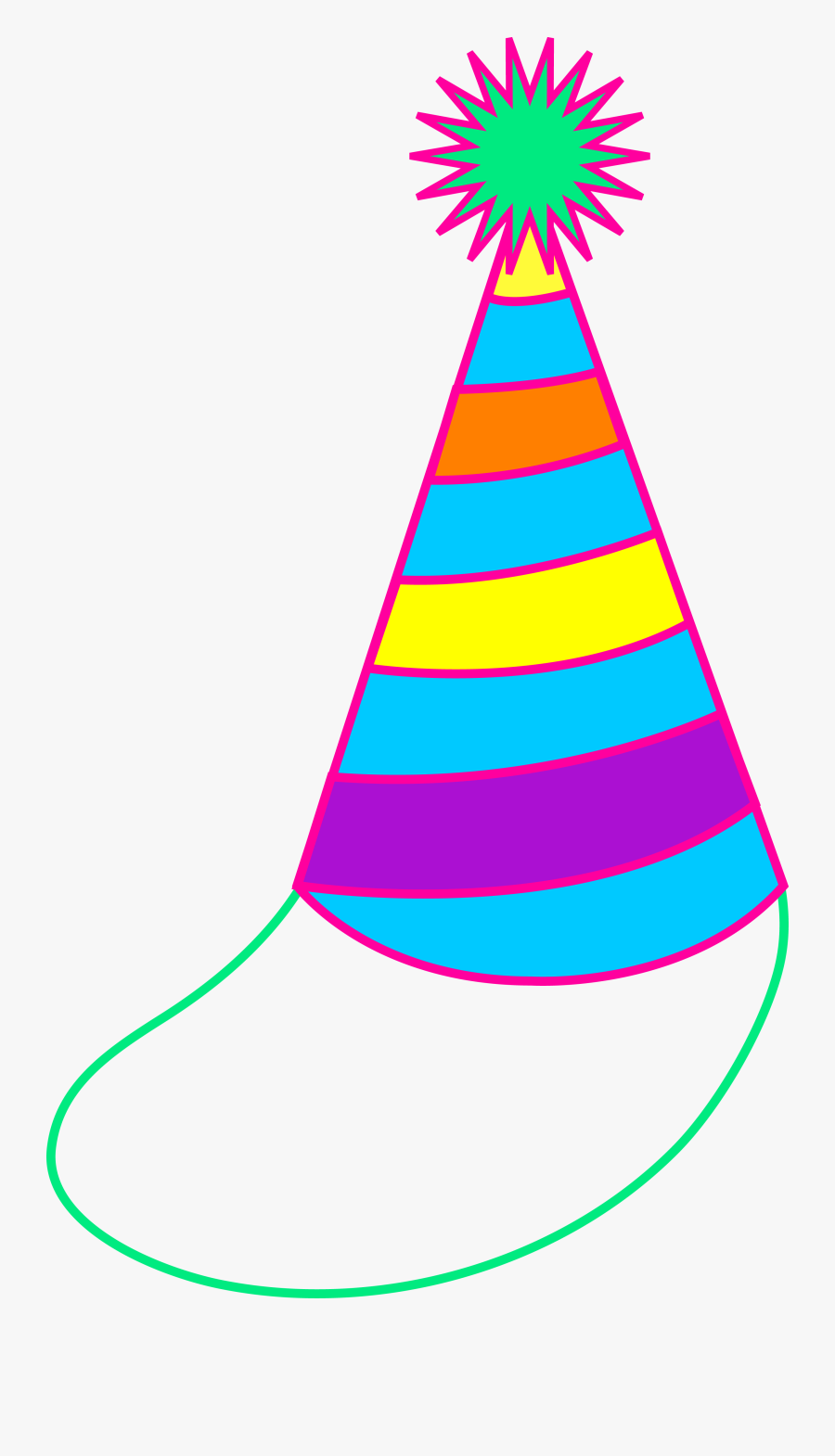 Colorful Party Hat - Birthday Party Hat Cartoon, Transparent Clipart