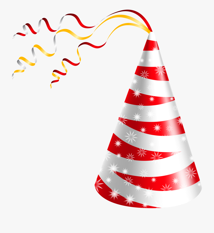 Birthday Hat White And Red Party Hat Clipart Image - Transparent Background Birthday Hat, Transparent Clipart