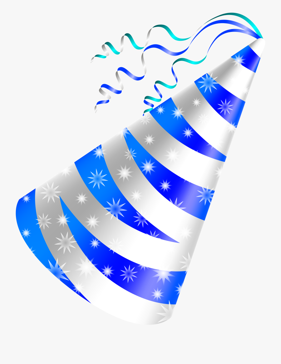 Birthday Hat White And Blue Party Hat Clipart Image - Blue Birthday Hat Png, Transparent Clipart