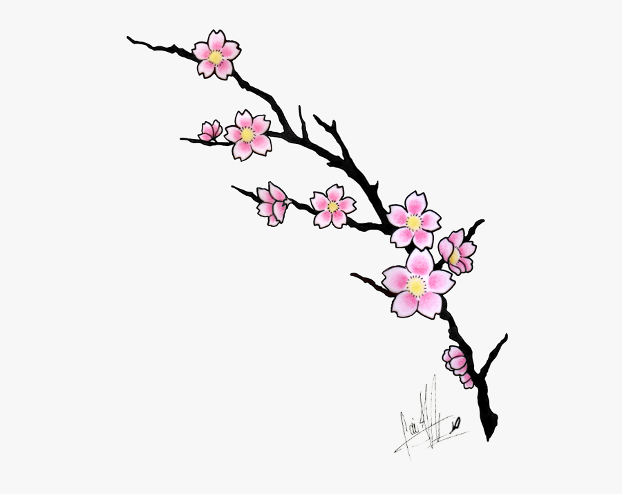 Cherry Blossoms Clipart - Cherry Blossom Tattoo Design, Transparent Clipart